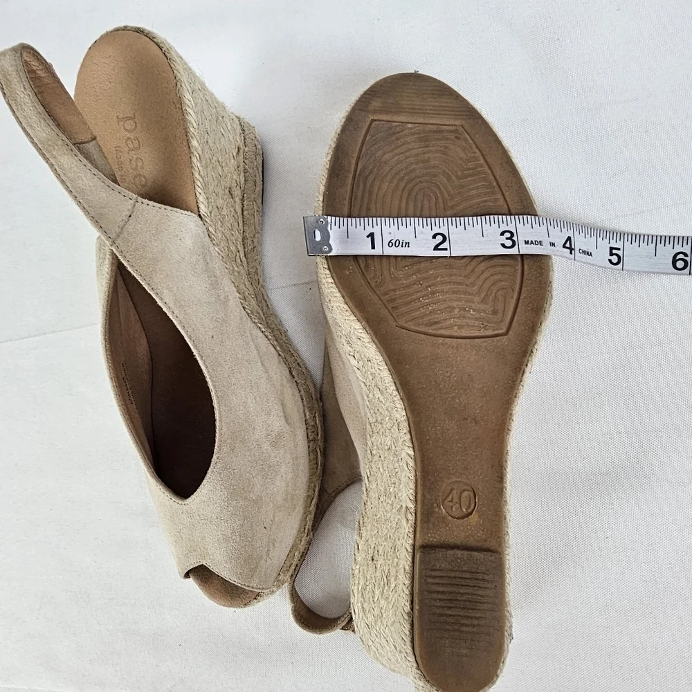 Paseart Spain Beige Suede Espadrille Wedge Slingback Sandals Size 40 US 9-9.5